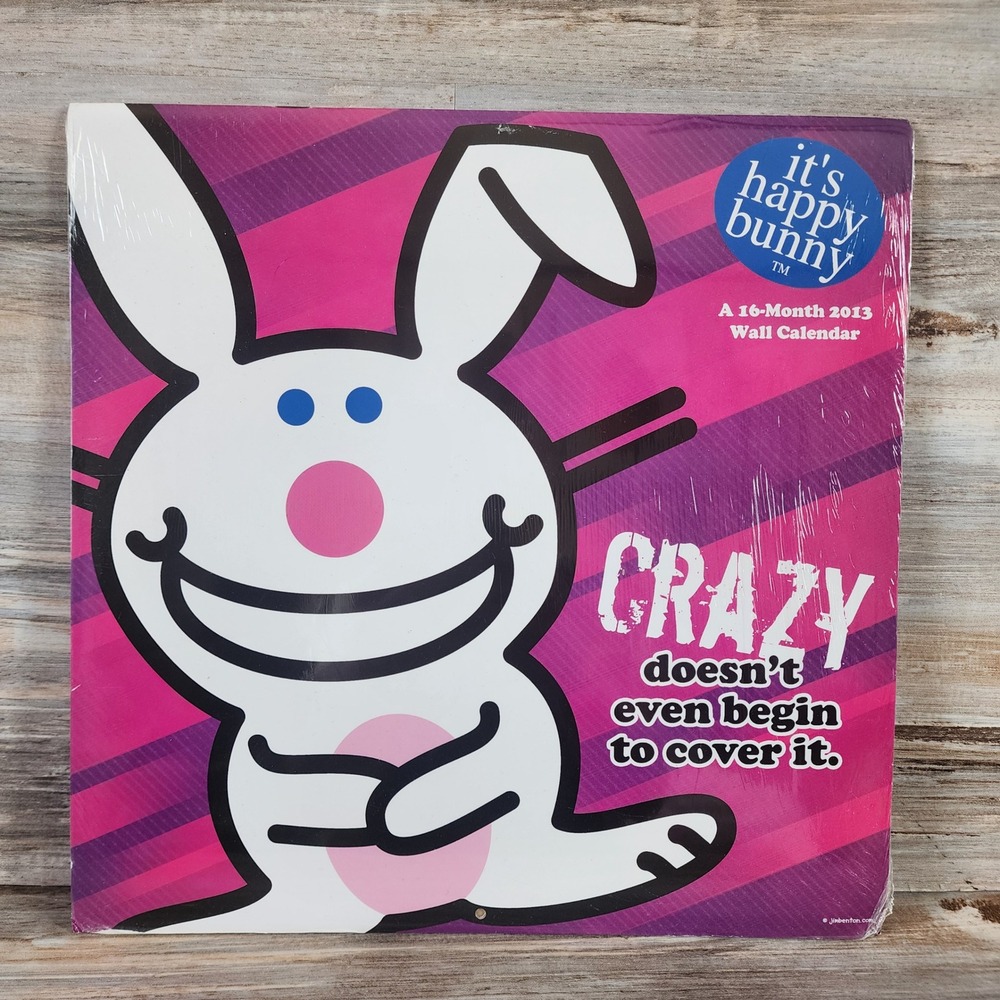 Vintage It's Happy Bunny 2013 Wall Calendar Jim Benton Sealed Y2K Nostalgia